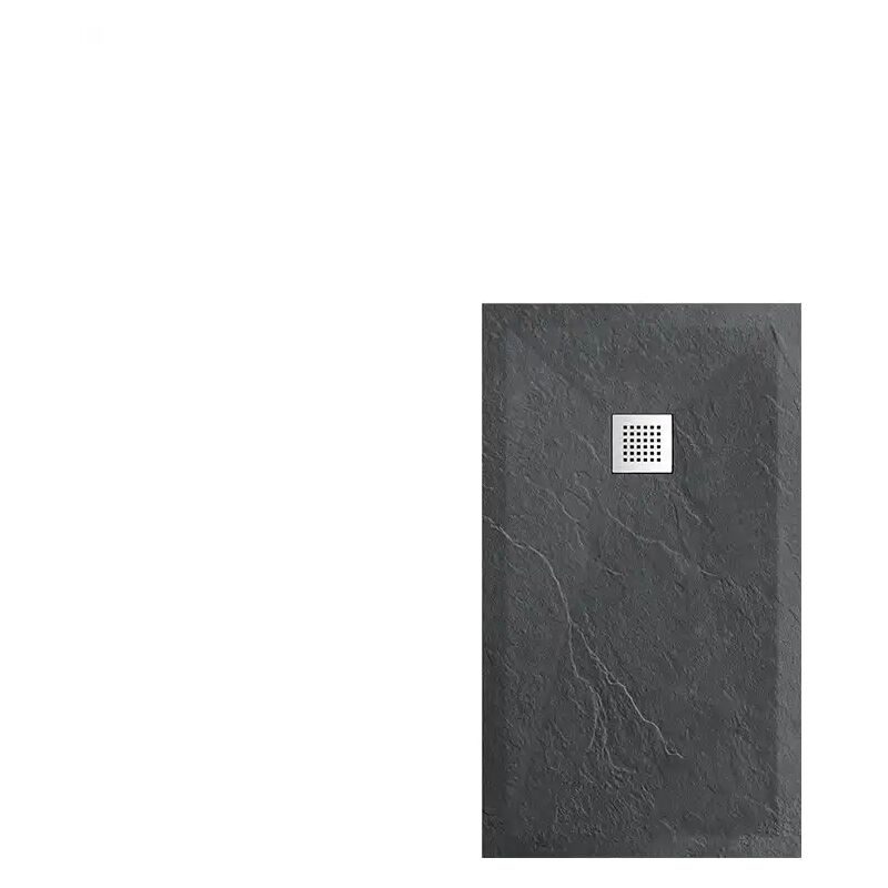 Parama - Receveur de douche 70x90cm Effet Pierre Noir Anthracite Marbre Résine et Geal Coat Hauteur 2,5cm Mod. Messapia