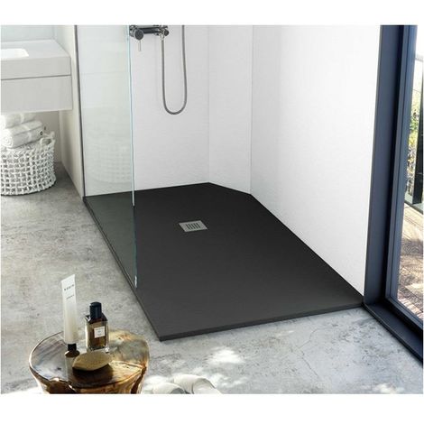 Piatto Doccia Rettangolare 70x90.Piatto Doccia Effetto Pietra Naturale Unico Fondo Nero 70x90 Mod Serenity Rettangolare Compreso Di Piletta 179 Msr N070090