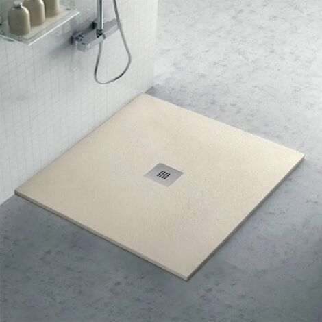 Piatto doccia filo pavimento Karen 90x90 in resina pietra tortora