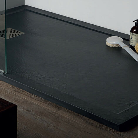 Piatto Doccia FLAT 70x170xh3,3 cm Nero con Bordo Piletta di Scarico Inclusa