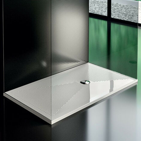 Piatto Doccia In Ceramica 80 x 140 cm Bianco Lucido Ultraflat - 3 cmAntiscivolo - Antigraffio - Antibatterico