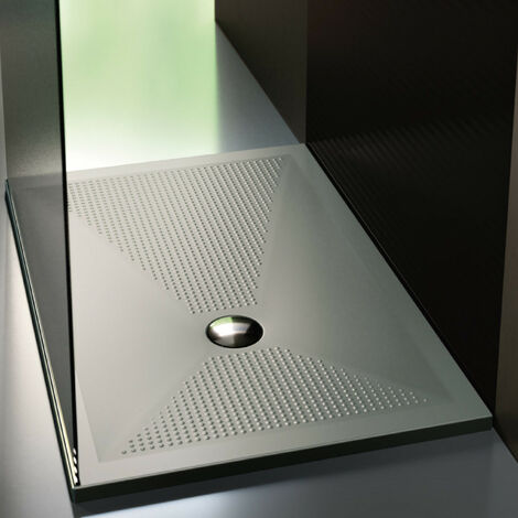 Piatto Doccia In Ceramica Colore Grigio 80 x 80 cm Ultraflat - 3 cmAntiscivolo - Antigraffio - Antibatterico