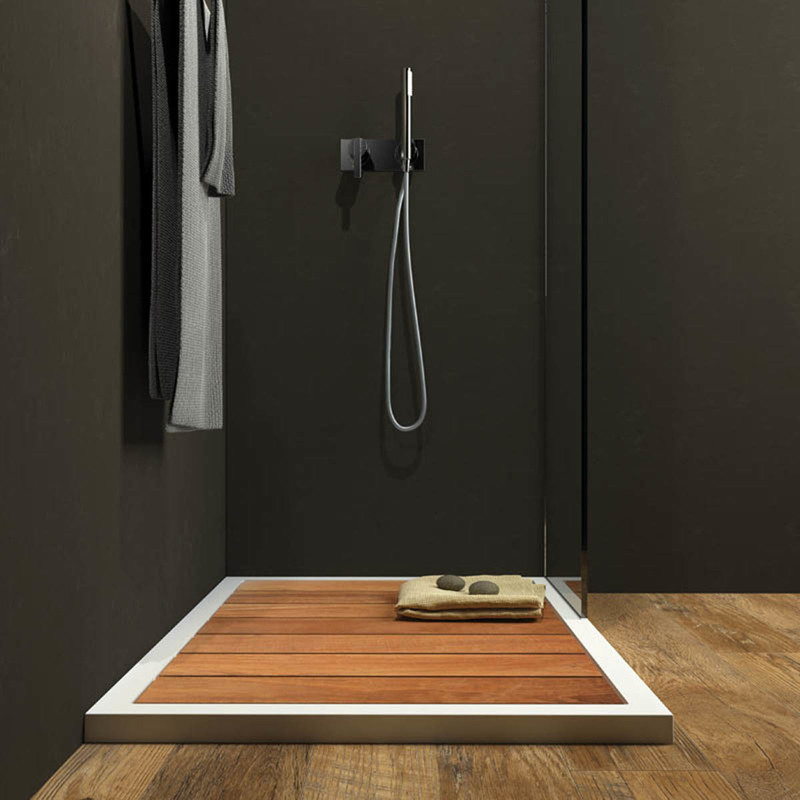 Piatto Doccia Con Bidet Incorporato.Piatto Doccia In Luxolid Con Doghe In Legno Modello Gado 80 X120 H 4 Cm Di Relax Design Gado80120bianco Totale