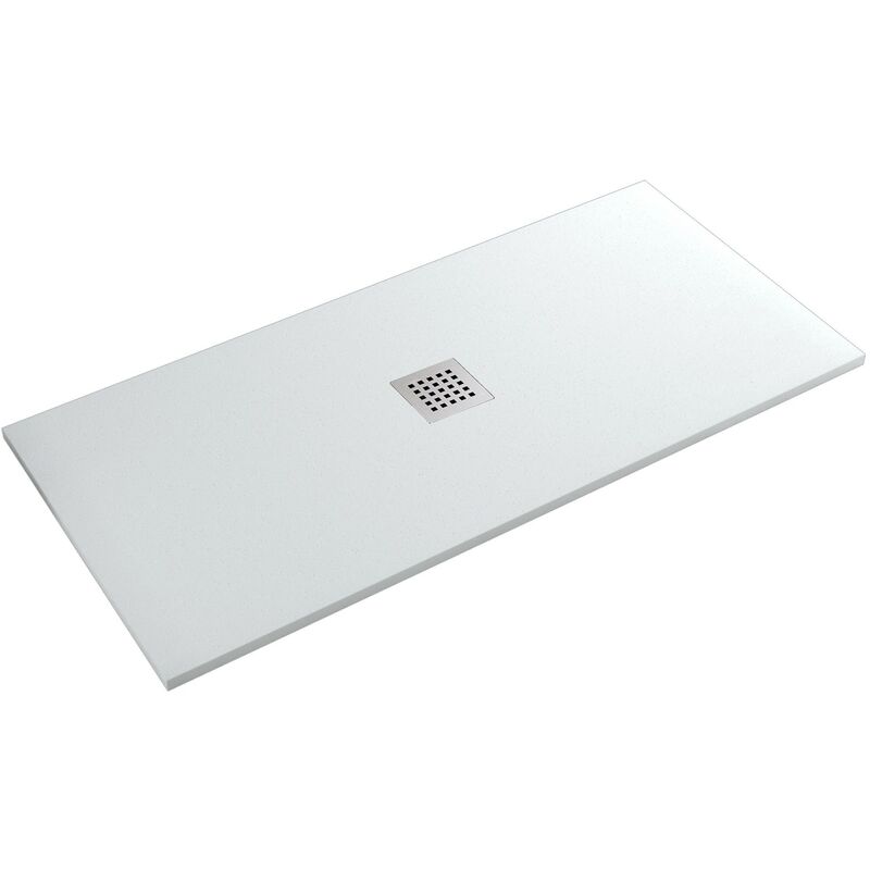 PIATTO DOCCIA MARMORESINA MARMO RESINA EFFETTO ARDESIA PILETTA E GRIGLIA INCLUSA GEL COAT 90x100 cm GRIGIO CHIARO RAL 7036