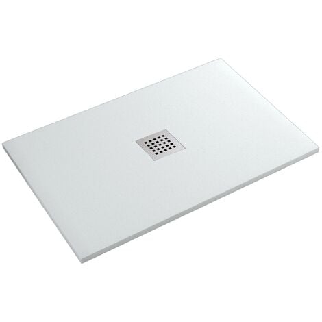 OLIMPO DOCCE Piatto doccia in marmo resina effetto pietra con foro centrale bianco chic, misura 80x100