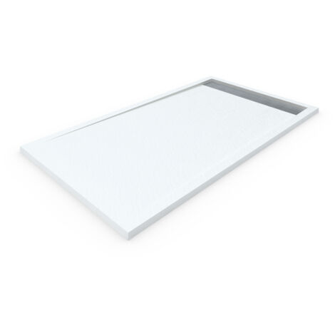 Piatto doccia in marmoresina con cornice PREMIUM ALLSTONE - Tutte le taglie - 6 colori - Valvola e griglia regalo - Bianco (Ral. 9003) 80X110 CM