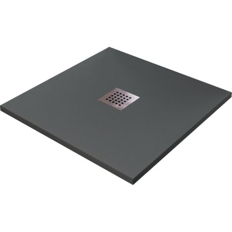 Piatto Doccia in Pietra 80x80 cm Bonussi Ardesia Stone Central Grigio Antracite