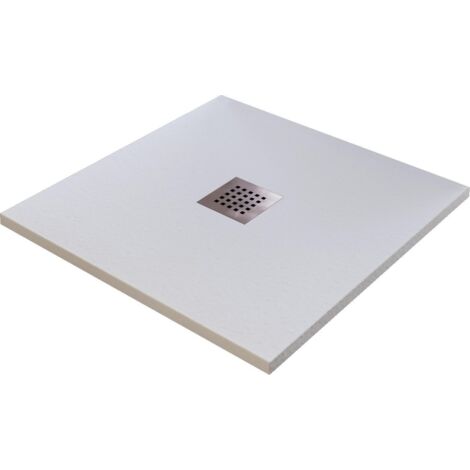 Piatto Doccia in Pietra 90x90 cm Bonussi Ardesia Stone Central Bianco