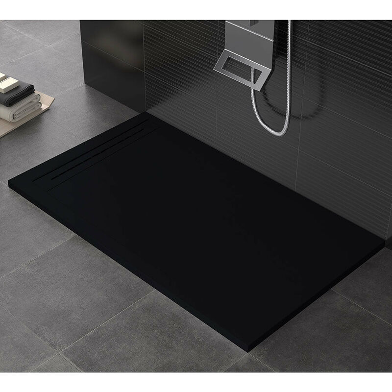 Receveur De Douche 90x140 Cm - Effet Pierre Ardoise - Bagno Super - Blanc