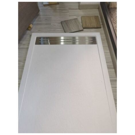 Piatto doccia in pietra SOLIDSTONE alto 2,8 cm con bordo e scarico largo 80x100