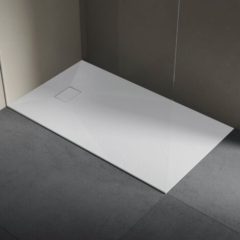 Piatto doccia in resina 100x100 cm SMC effetto pietra colore bianco CUBA
