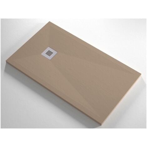 Piatto Doccia Moka Slim Effetto Pietra Varie Misure Resina Marmo Piletta Scarico - Dimensione Piatto 70x70