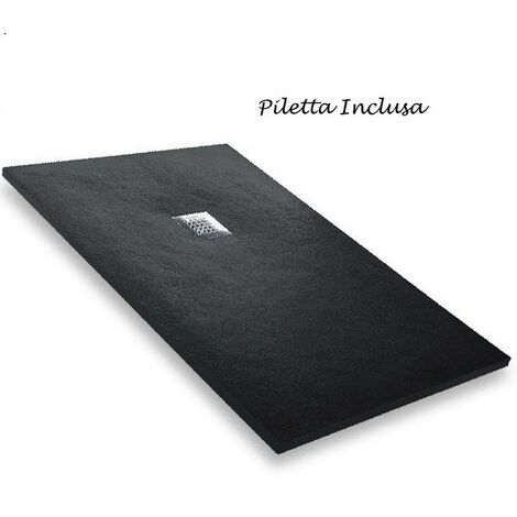 Piatto Doccia 70 100.Piatto Doccia Nero Effetto Pietra Slim Filo Pavimento 70 80 100 120 140 Piletta Misura 70x90 Ss Np Opz 70x90