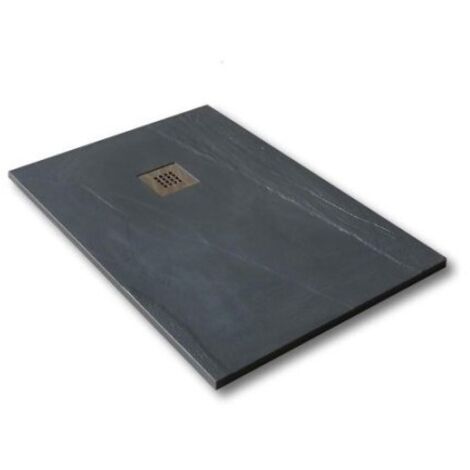 Piatto Doccia Nero Rettangolare 80X100 CM Ardesia Effetto Pietra Slim