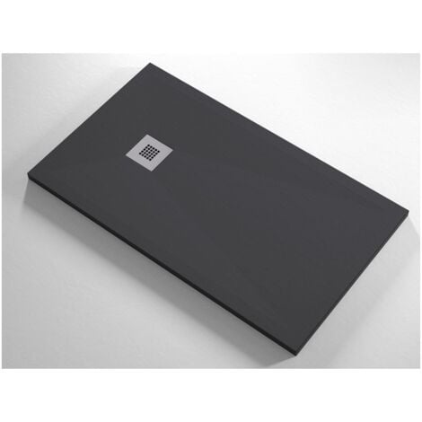 Piatto Doccia Nero Slim Effetto Pietra Ruvido in Resina Marmo Piletta Scarico - Dimensione Piatto 70x210