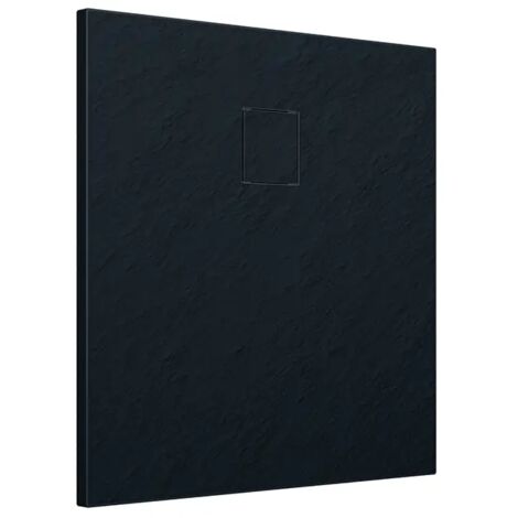 Piatto Doccia Quadrato 80x80 cm in SMC Colore Nero Effetto Pietra Tagliabile e Antiscivolo Altezza 2,6cm Mod. Samos