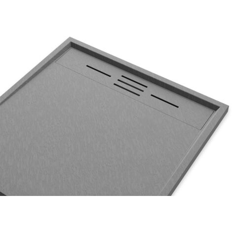 Piatto Doccia Quadrato 80x80 in SMC Effetto Pietra Grigio Bianco Mod. Spanios