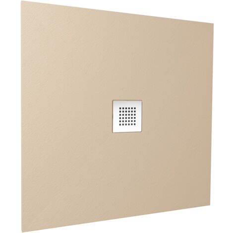 Piatto Doccia Quadrato 80x80cm in Marmoresina Marrone Effetto Pietra Altezza 2,4cm Mod. Kos