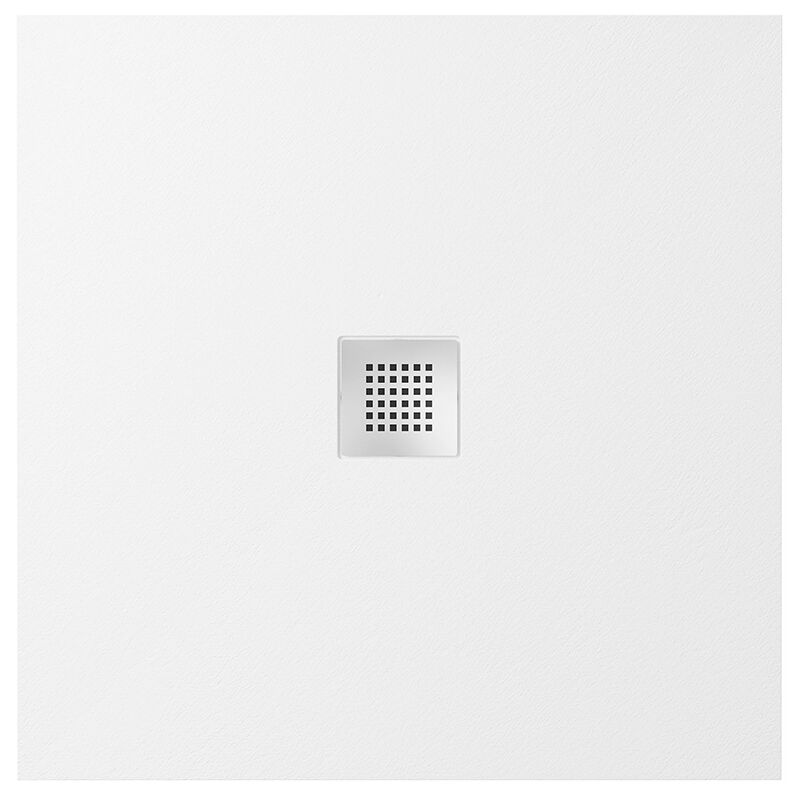 Parama - Receveur de douche carré 80x80cm en résine de marbre blanc effet pierre Hauteur 2,4cm Mod. Kos