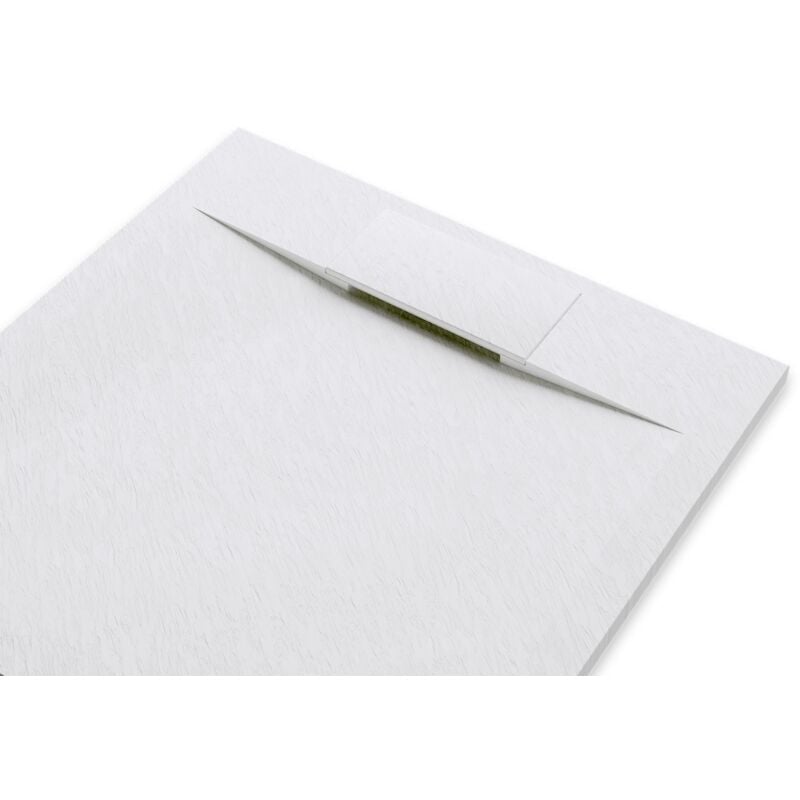 Receveur de douche carré 80x80 en SMC Effet Pierre Couleur Blanc Antidérapant et Réductible Hauteur 3,2cm Mod. Cosmos