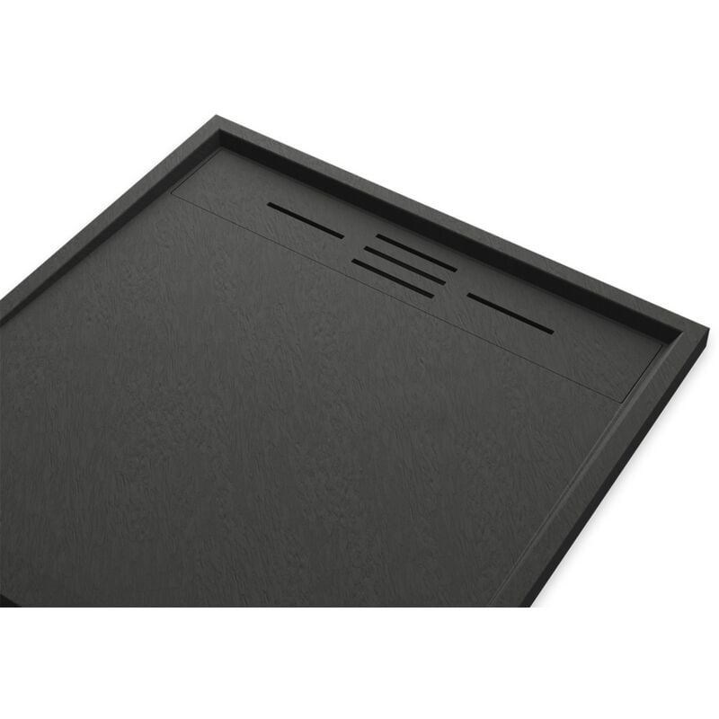 Parama - Receveur de douche carré 80x80 en smc Effet Pierre Couleur Noir Mod. Spanios