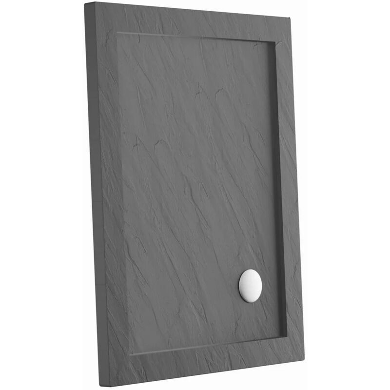 Parama - Receveur de douche rectangulaire 70x100cm Acrylique noir effet pierre Hauteur 4cm Mod. Petra