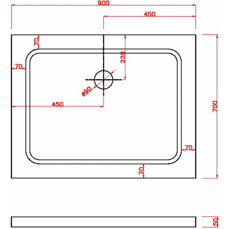 Misure Piatti Doccia Rettangolari.Piatto Doccia 70x90 Cm In Abs Rinforzato Ginelli Easy Bianco