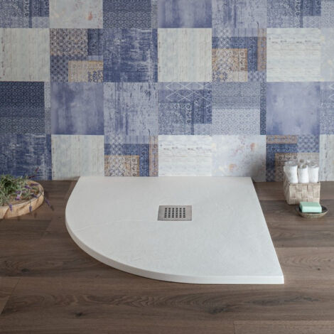 Piatto Doccia Semicircolare 80x80 in Resina effetto Pietra Bianco  Blan
