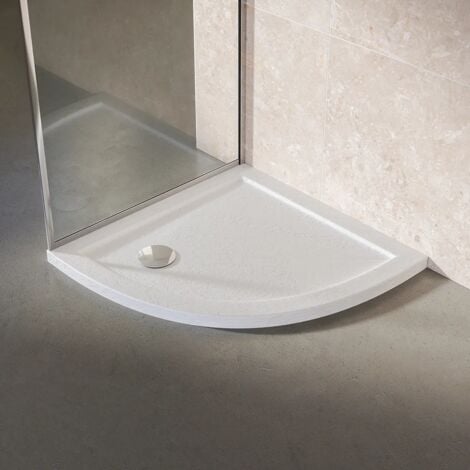 PARAMA Piatto Doccia Semicircolare 80x80cm Effetto Pietra Bianco in Acrilico Altezza 4cm Mod. Petra