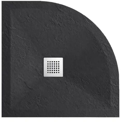 PARAMA Piatto Doccia Semicircolare 80x80cm Effetto Pietra Nero Antracite in Marmoresina e Geal Coat Altezza 2,5cm Mod. Messapia