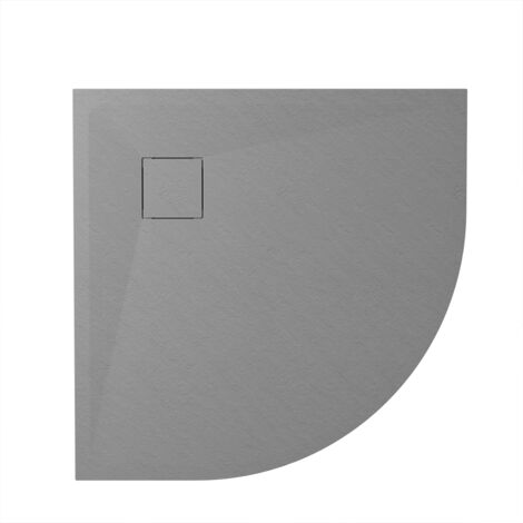 Piatto Doccia Semicircolare 90x90 cm Colore Grigio Effetto Pietra Tagliabile e Antiscivolo Altezza 2,6cm Mod. Samos