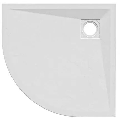 Piatto Doccia Semicircolare 90x90 cm in Marmoresina Bianco Effetto Pietra Antiscivolo h3 cm Griglia Copripiletta Inclusa Mod. Milos