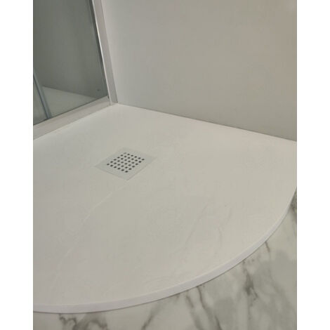Piatto doccia semicircolare Jolie in mineralmarmo bianco opaco cm 100x100x2,5
