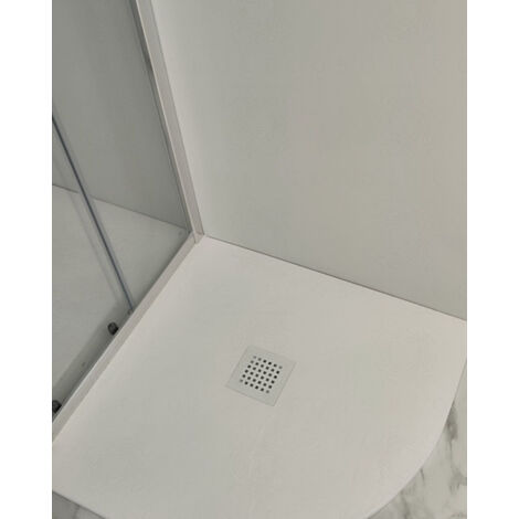 Piatto doccia semicircolare Jolie in mineralmarmo bianco opaco cm 80x80x2,5