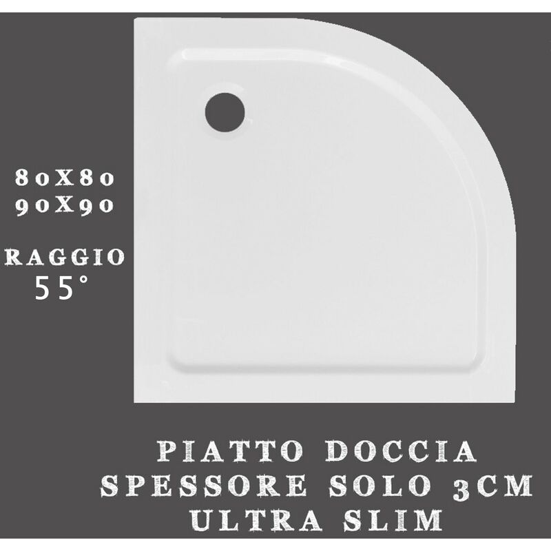 Piatto Doccia Ultra Flat 90x90.Piatto Doccia Semicircolare Ribassato Ultra Slim In Acrilico 80x80 90x90 3cm Misura 80x80 Selezione Accessori Nessuno Ts88