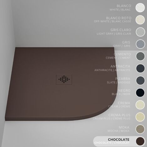 Piatto Doccia Semicircolare SOULHOME Resina e Carica Minerale Antiscivolo 70x70 cm Cioccolato - Griglia Same