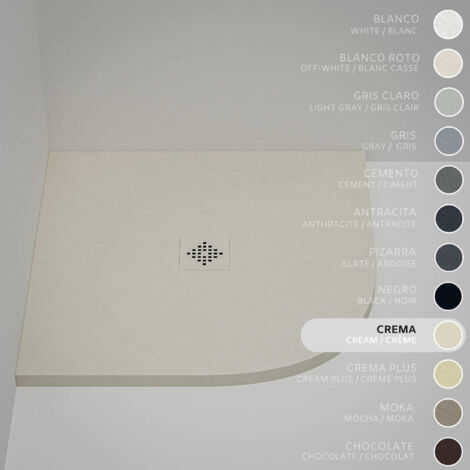 Piatto Doccia Semicircolare SOULHOME Resina e Carica Minerale Antiscivolo 70x70 cm Crema - Griglia Same