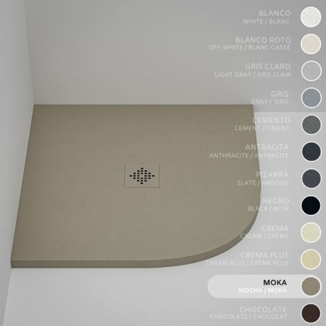 Piatto Doccia Semicircolare SOULHOME Resina e Carica Minerale Antiscivolo 70x70 cm Moka - Griglia Same