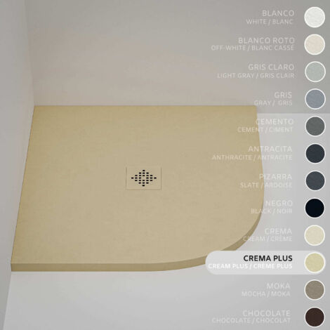 Piatto Doccia Semicircolare SOULHOME Resina e Carica Minerale Antiscivolo 80x80 cm Crema Intenso - Griglia Same