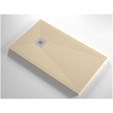 Piatto Doccia Slim Crema Effetto Pietra Rettangolare Quadrato Piletta Scarico - Dimensione Piatto 70x200