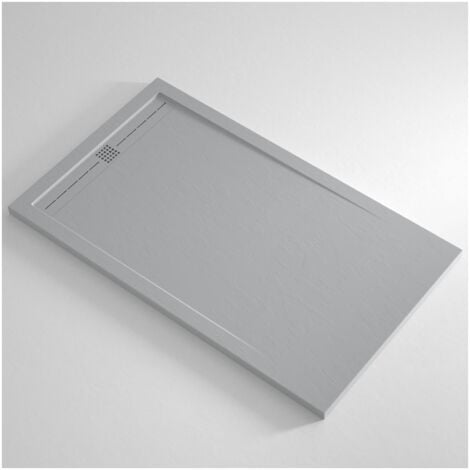 Piatto Doccia Slim Grigio Marmoresina Effetto Pietra Ruvido Pavimento Piletta - Dimensione Piatto 70x90