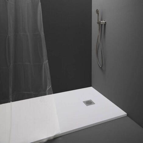 Piatto doccia slim in marmo resina bianco - Sifone e griglia inclusi H2,5 cm - 70x90 cm