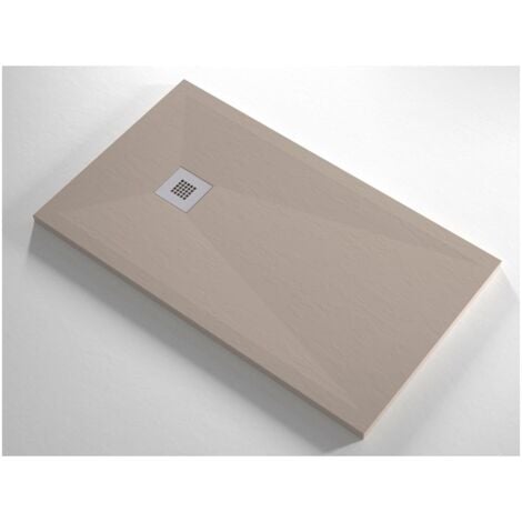 Piatto Doccia Slim Sabbia Effetto Pietra Ruvido a Pavimento con Piletta Scarico - Dimensione Piatto 70x120
