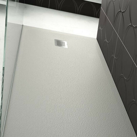 Piatto Doccia Tagliabile 90x120 cm Marmo Resina Con Griglia in Acciaio - Bianco
