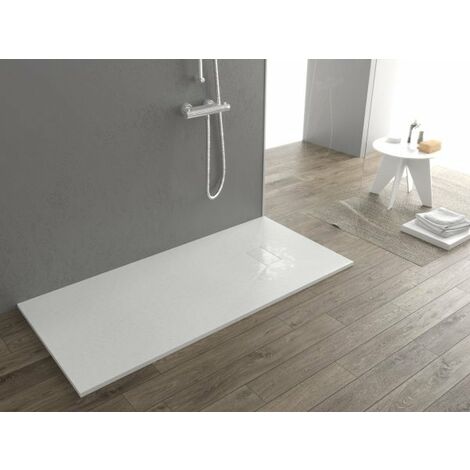 Piatto doccia ultra slim, in smc effetto pietra bianco h 2,6cm Sicena Plaget Bianco,70x140  cm
