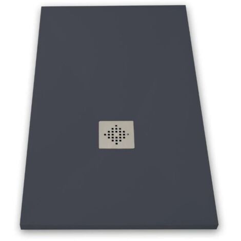 Piatto doccia ultrasottile 100 x 100 cm PURE in resina finitura ardesia antracite