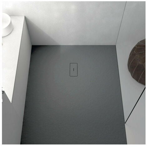 Piatto doccia ultrasottile 100 x 180 cm FUSENCE in resina finitura ardesia antracite