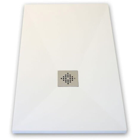 Piatto doccia ultrasottile 70 x 100 cm PURE in resina finitura ardesia bianco