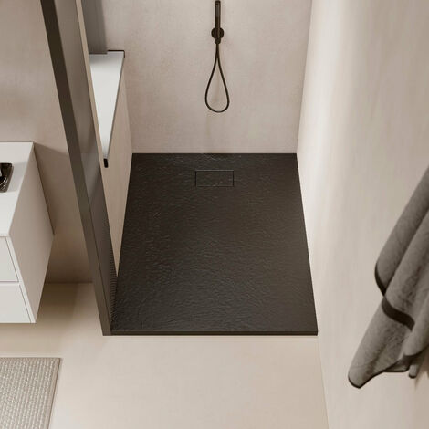 Piatto doccia ultrasottile 80 x 140 cm PIATTO in SoliCast® finitura ardesia nero