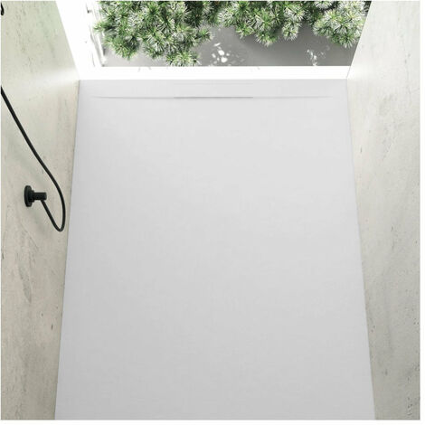 Piatto doccia ultrasottile 90 x 200 cm COSME in resina finitura ardesia bianco